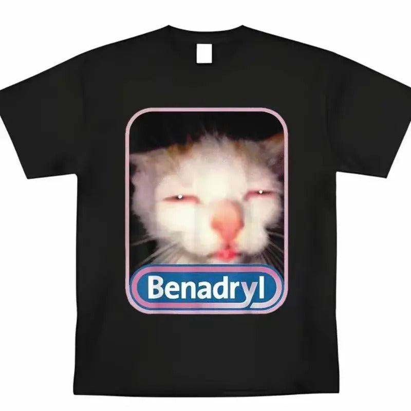 Benadryl Meme Cat Funny Cute Casual Top Streetwear - Adult & Kids T-Shirts, Sweatshirts & Hoodies apparel design preview 1