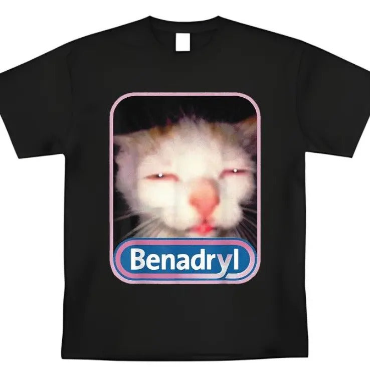 Benadryl Meme Cat Funny Casual - Adult & Kids T-Shirts, Sweatshirts & Hoodies apparel design preview 1