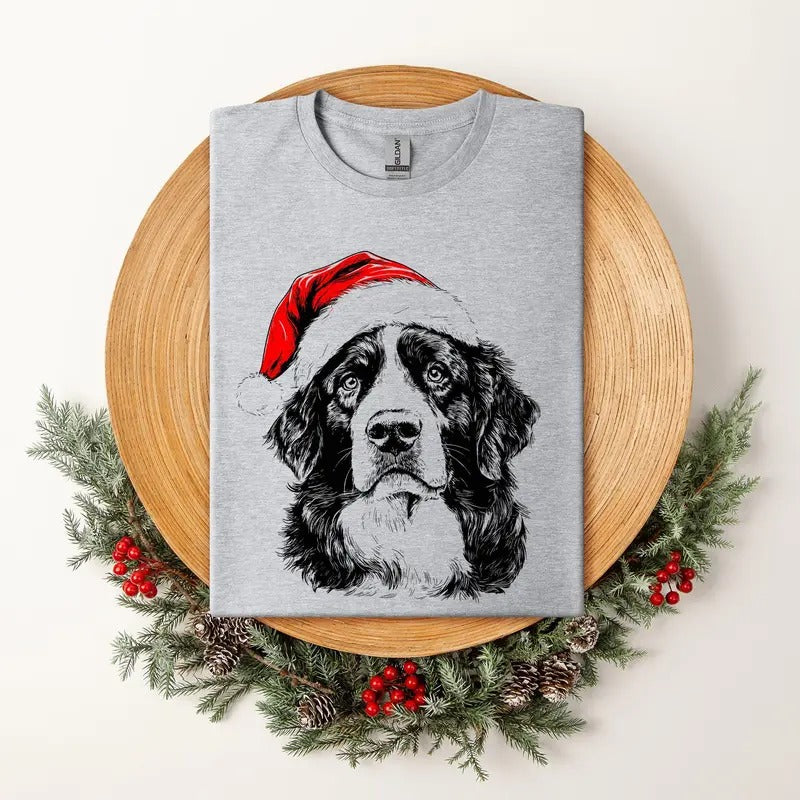 Bernese Mountain Santa Dog Lover Pet Soft - Adult & Kids T-Shirts, Sweatshirts & Hoodies apparel design preview 1