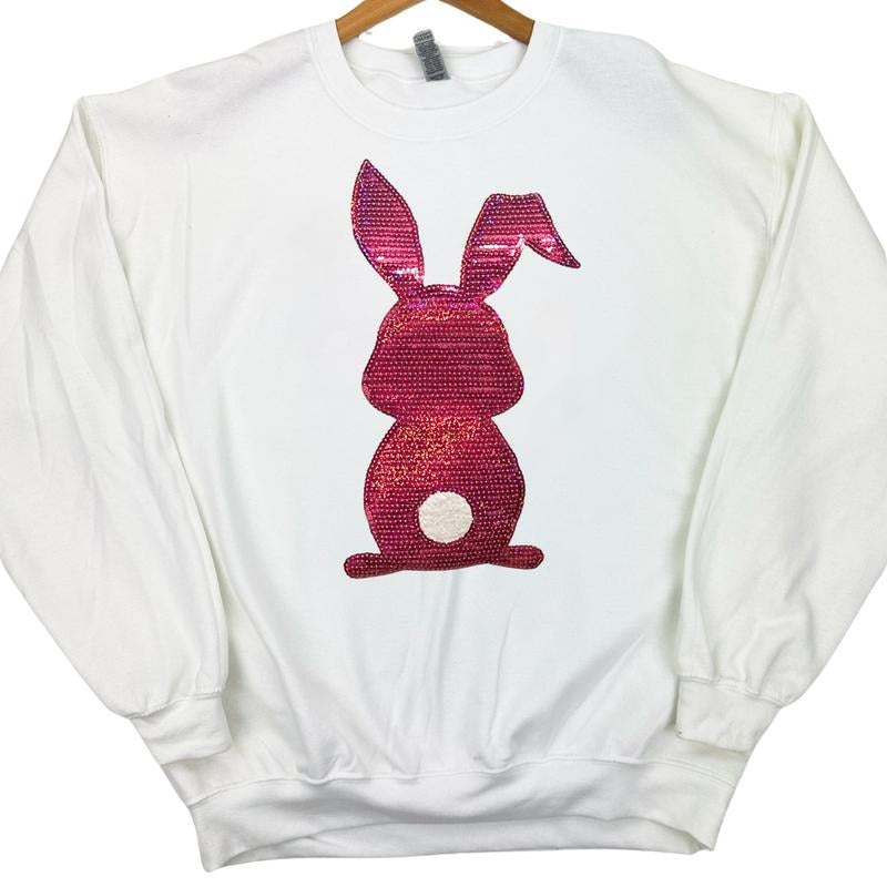 Berry Bunny Sequin Patch WHITE - Adult & Kids T-Shirts, Sweatshirts & Hoodies apparel design preview 1