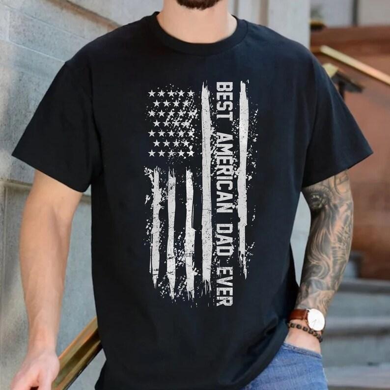 Best American Dad Ever USA Flag Father 4th July - Adult & Kids T-Shirts, Sweatshirts & Hoodies apparel design preview 1