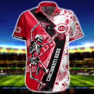 Best MLB Cincinnati Reds Skeleton Aloha Hawaiian - Adult & Kids T-Shirts, Sweatshirts & Hoodies apparel design preview 1