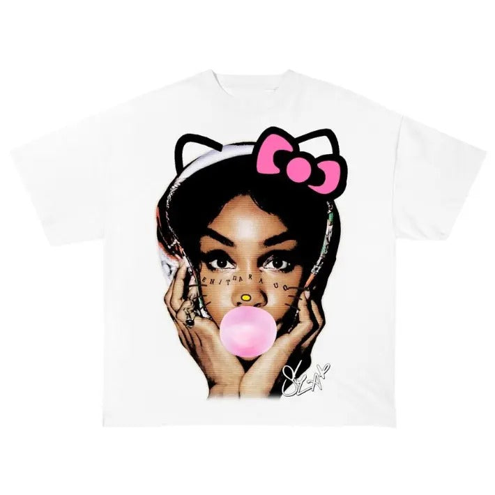 Big Face SZZA Kitty Bubble Gum Graphics - Adult & Kids T-Shirts, Sweatshirts & Hoodies apparel design preview 1