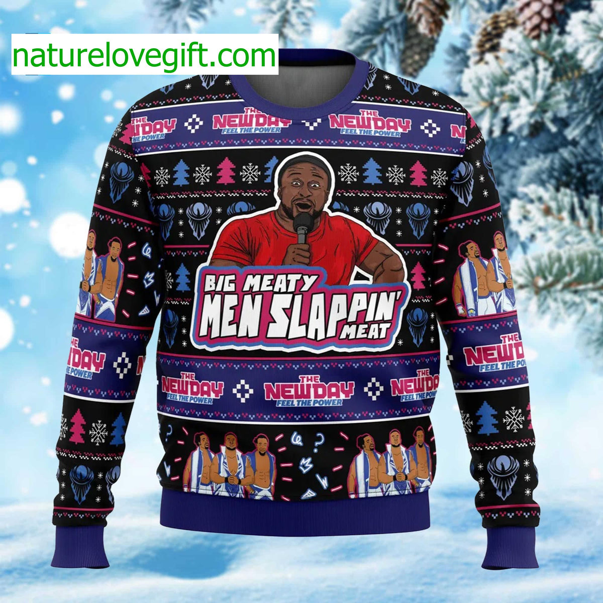 Big Meaty Men Slappin’ Meat Ugly Christmas Sweater - Holiday Gift product image