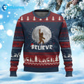 Bigfoot Cool Moon Believe Ugly Christmas Sweater - Holiday Gift product image