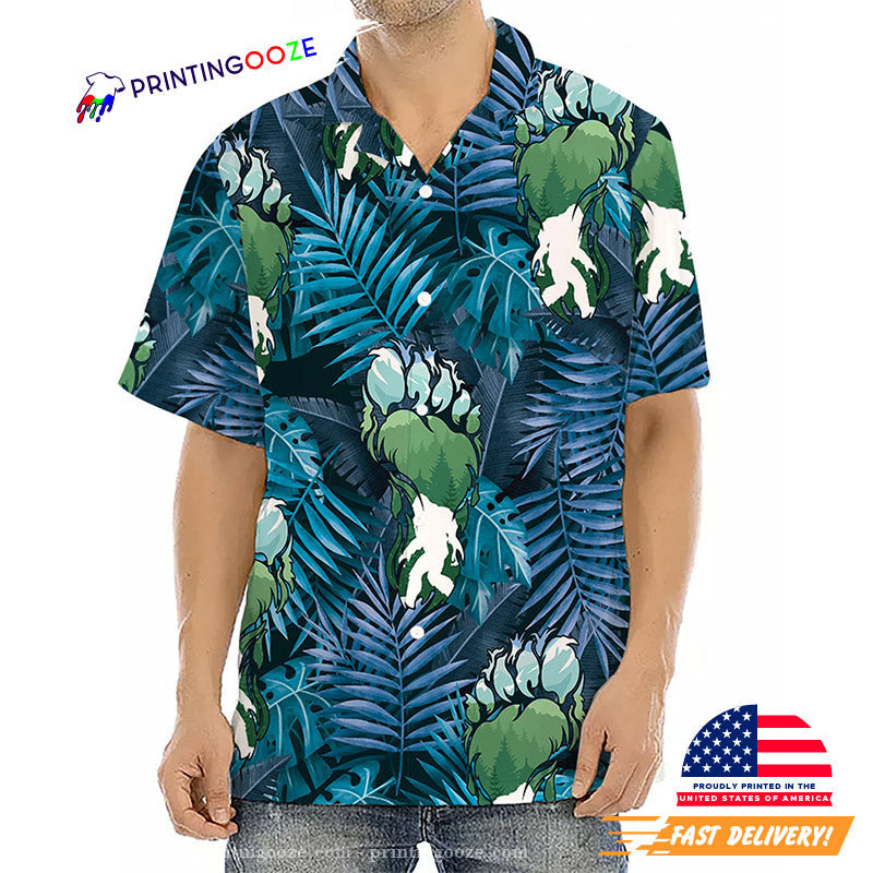 Bigfoot Footprint Palm Tree Hawaiian - Adult & Kids T-Shirts, Sweatshirts & Hoodies apparel design preview 1