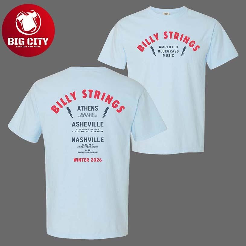 Billy Strings Winter 2026 Tour Merch Amplified - Adult & Kids T-Shirts, Sweatshirts & Hoodies apparel design preview 1
