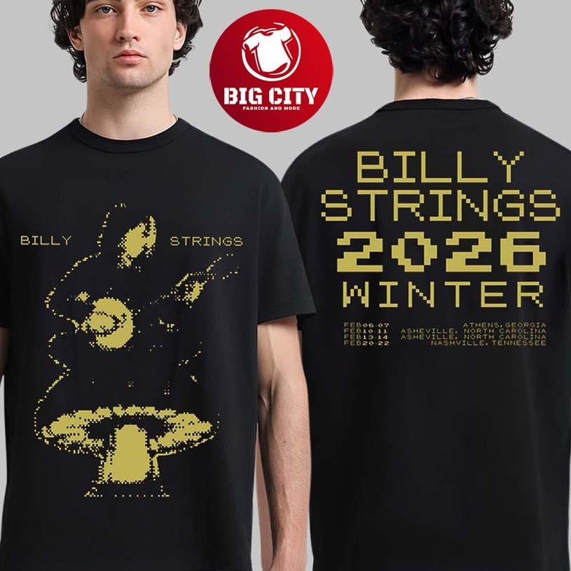 Billy Strings Winter 2026 Tour Merch Banjo Two Sided - Adult & Kids T-Shirts, Sweatshirts & Hoodies apparel design preview 1
