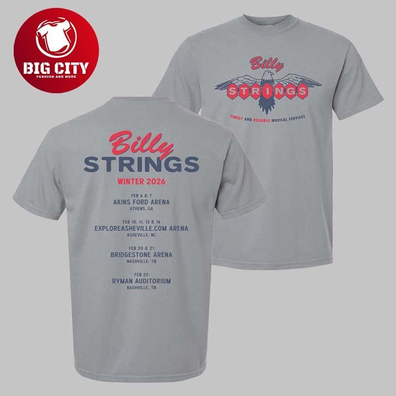 Billy Strings Winter 2026 Tour Merch Musical Services - Adult & Kids T-Shirts, Sweatshirts & Hoodies apparel design preview 1