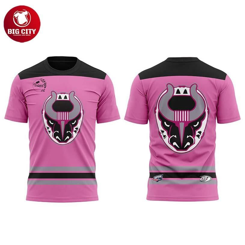 Birmingham Bulls Hockey Fights Cancer 2026 Two Sided - Adult & Kids T-Shirts, Sweatshirts & Hoodies apparel design preview 1