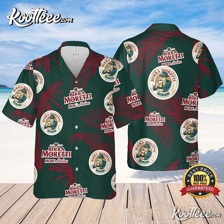 Birra Moretti Palm Leaves Pattern Hawaiian - Adult & Kids T-Shirts, Sweatshirts & Hoodies apparel design preview 1