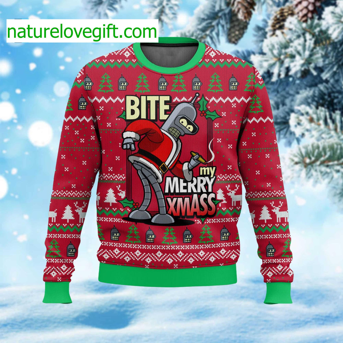 Bite My Merry XmASS Ugly Christmas Sweater - Holiday Gift product image