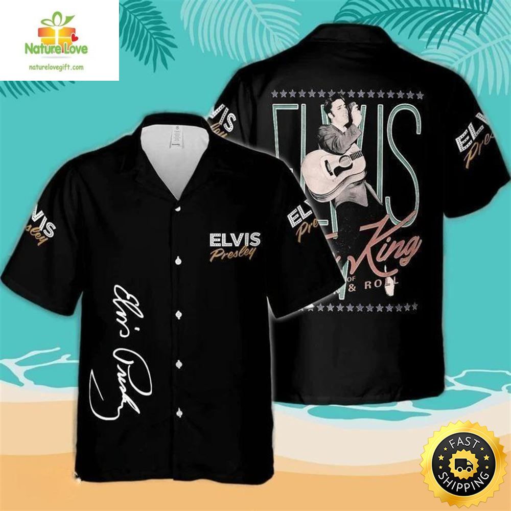 Elvis Presley Hawaiian Black Aloha Rock And Roll King - Adult & Kids T-Shirts, Sweatshirts & Hoodies apparel design preview 1