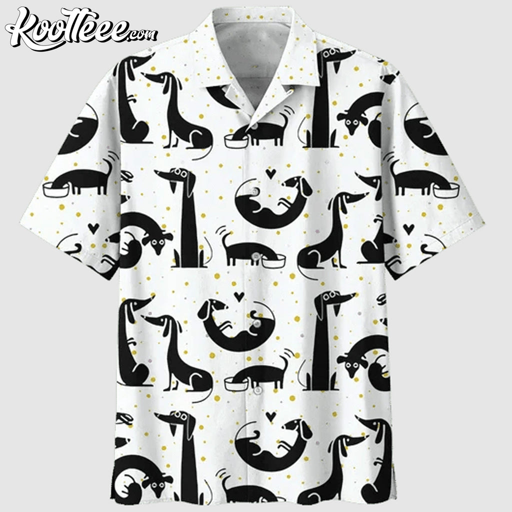 Black And White Dachshund Hawaiian - Adult & Kids T-Shirts, Sweatshirts & Hoodies apparel design preview 1