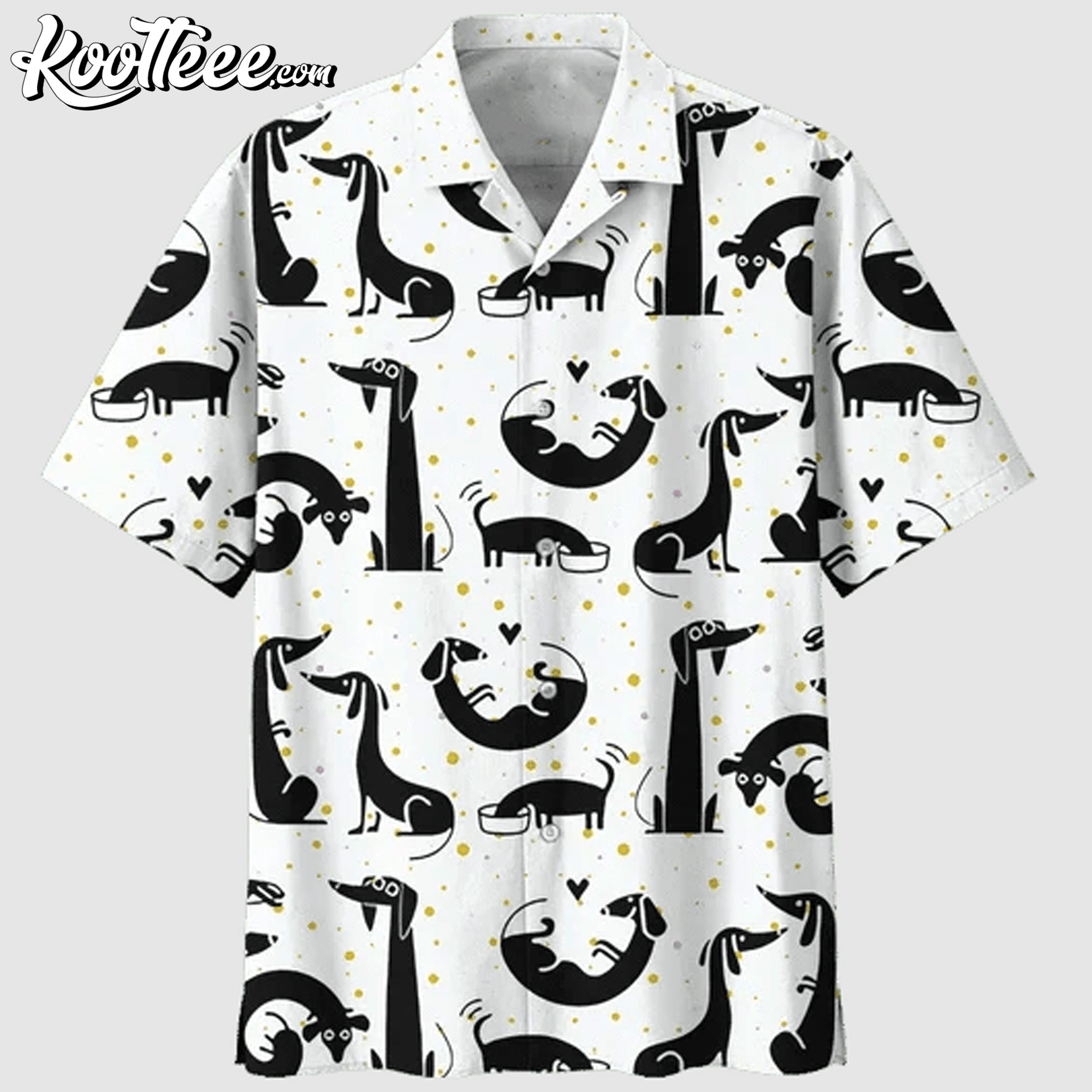 Black And White Dachshund Hawaiian - Adult & Kids T-Shirts, Sweatshirts & Hoodies apparel design preview 1