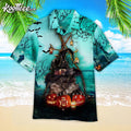 Black Cat And Pumpkin Happy Halloween Hawaiian - Adult & Kids T-Shirts, Sweatshirts & Hoodies apparel design preview 1