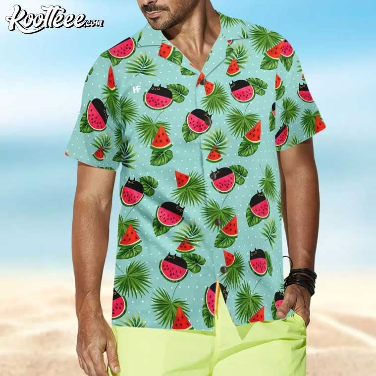 Black Cat Watermelon Hawaiian - Adult & Kids T-Shirts, Sweatshirts & Hoodies apparel design preview 1