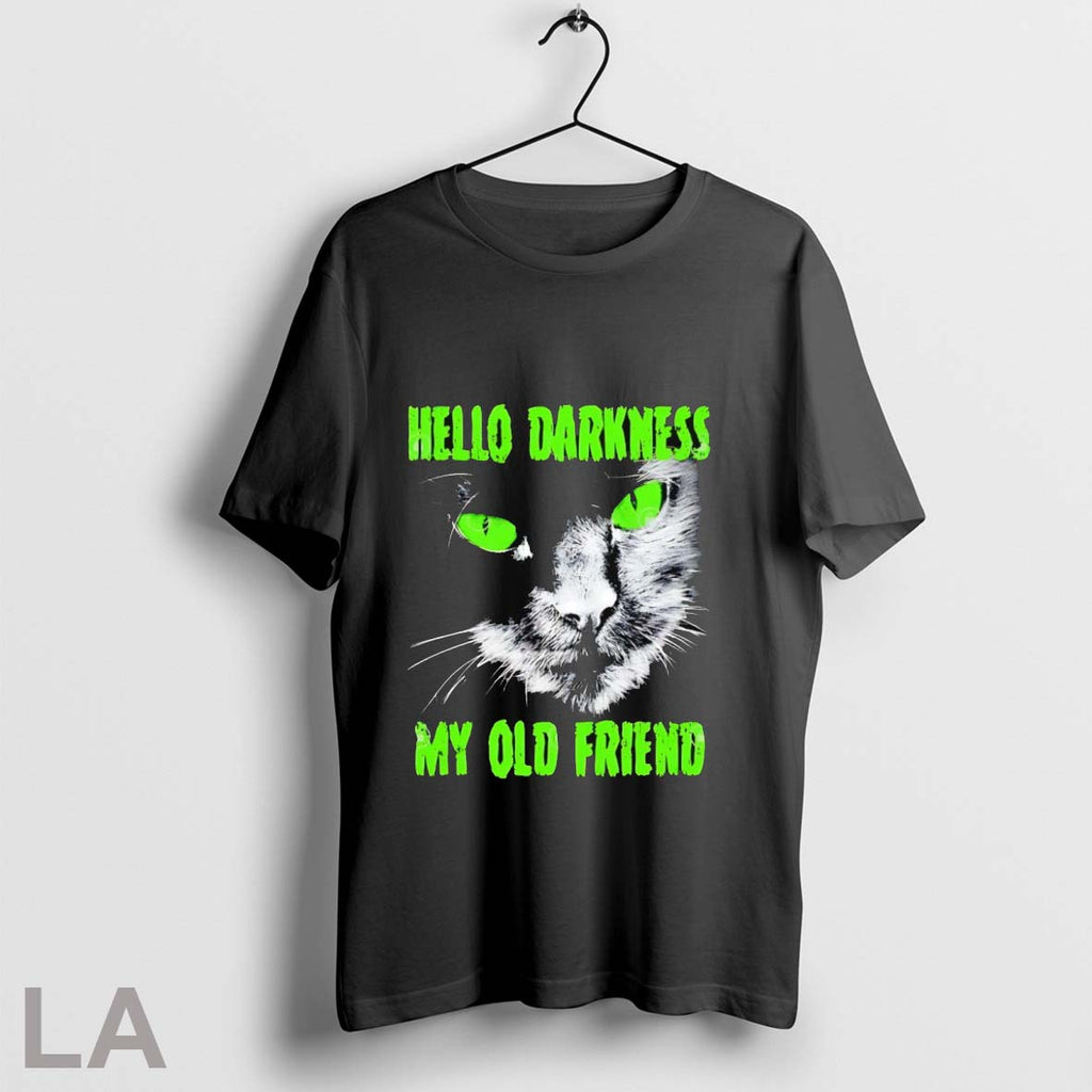 Black Cat Hello Darkness My Old Friend - Adult & Kids T-Shirts, Sweatshirts & Hoodies apparel design preview 1