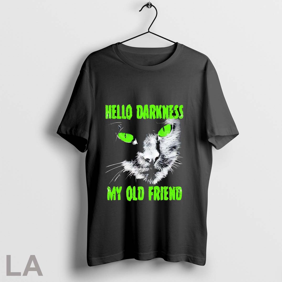 Black Cat Hello Darkness My Old Friend - Adult & Kids T-Shirts, Sweatshirts & Hoodies apparel design preview 1