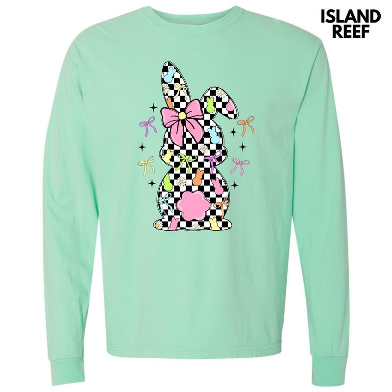 Black Checkered Bunny Comfort Colors 'NLB' - Adult & Kids T-Shirts, Sweatshirts & Hoodies apparel design preview 1