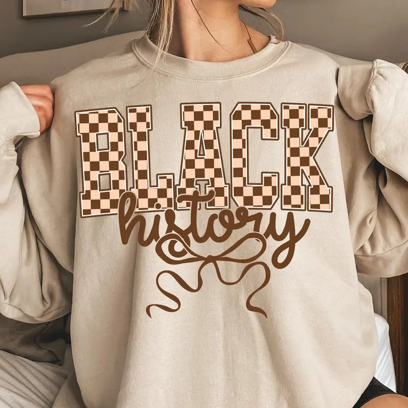 Black History Melanin Coquette Bow Month Checkered - Adult & Kids T-Shirts, Sweatshirts & Hoodies apparel design preview 1
