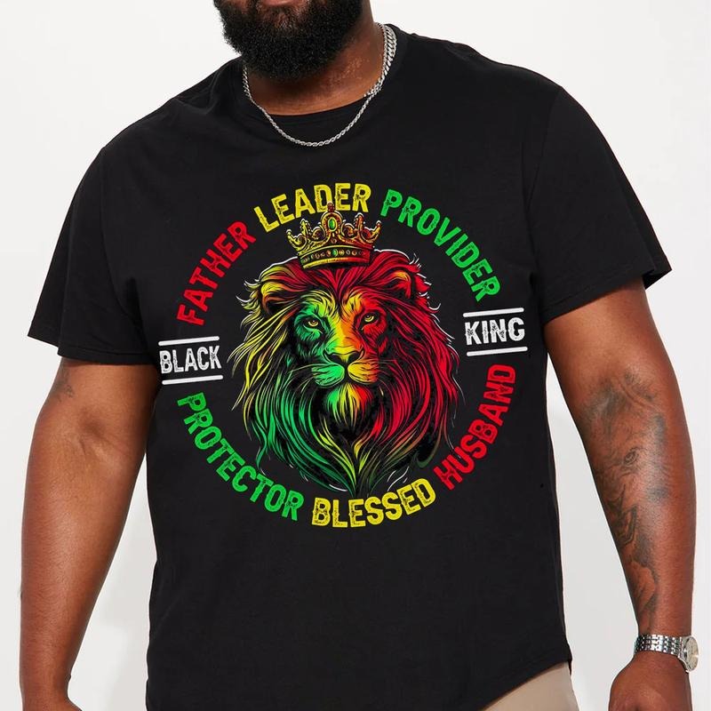 Black King Dad Lion Juneteenth 1865 Pride Father Him - Adult & Kids T-Shirts, Sweatshirts & Hoodies apparel design preview 1