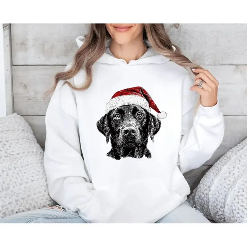 Black Lab Santa Labrador Dog Lover Xmas Pet - Adult & Kids T-Shirts, Sweatshirts & Hoodies apparel design preview 1
