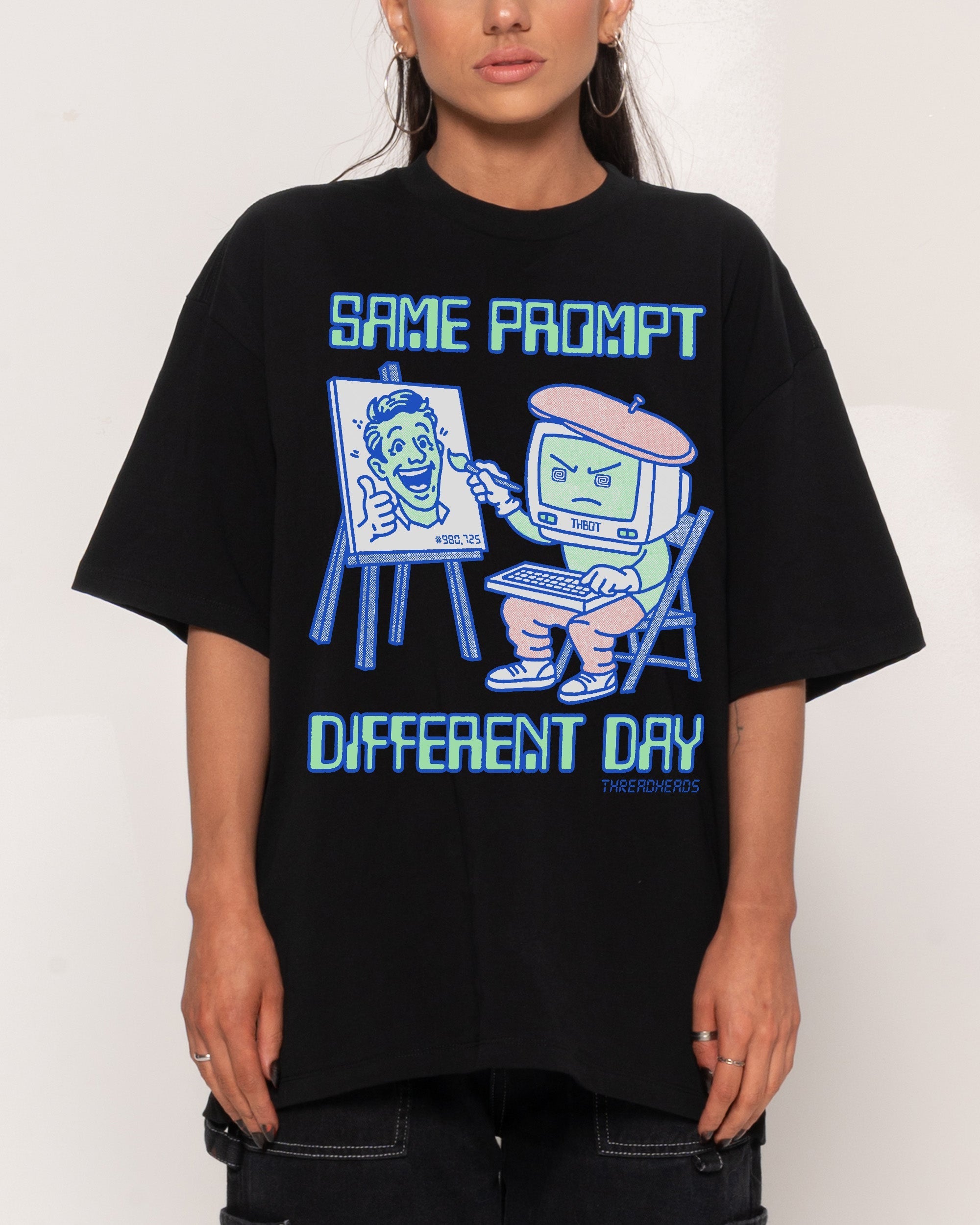 Same Prompt Different Day Oversized - Adult & Kids T-Shirts, Sweatshirts & Hoodies apparel design preview 1