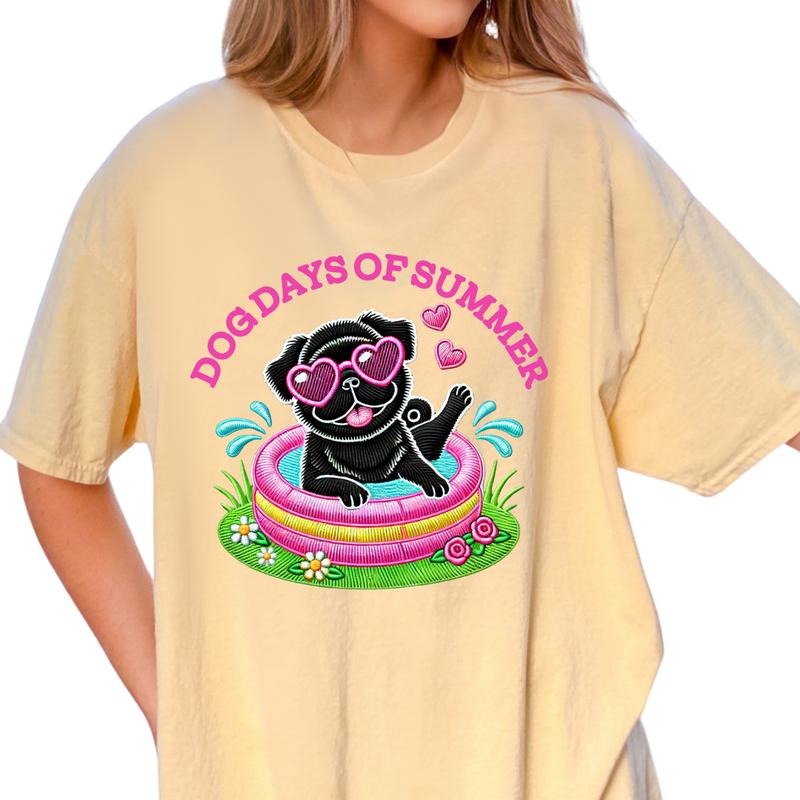 Black Pug Dog Days Summer Relaxed Fit Printed USA - Adult & Kids T-Shirts, Sweatshirts & Hoodies apparel design preview 1