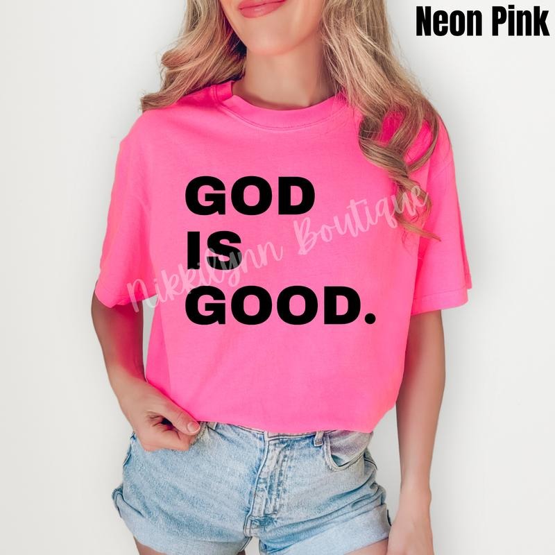 Black Stacked God Is Good Comfort Colors 'NLB' - Adult & Kids T-Shirts, Sweatshirts & Hoodies apparel design preview 1