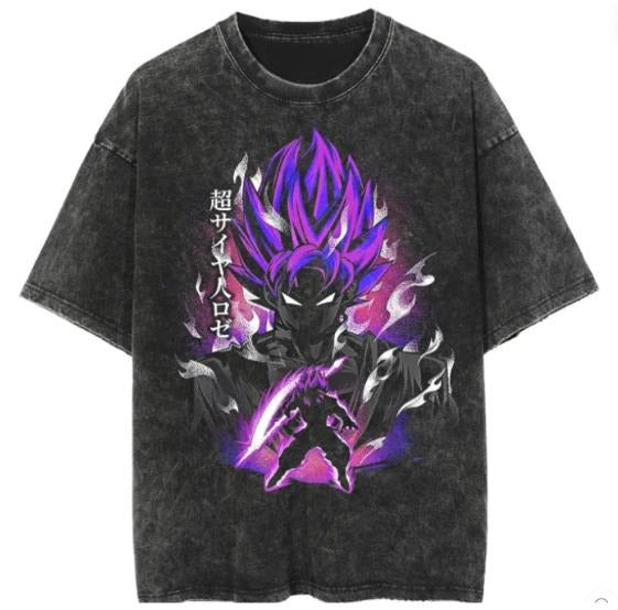 Black Super Saiyan Vintage Anime Fan Menswear Top - Adult & Kids T-Shirts, Sweatshirts & Hoodies apparel design preview 1