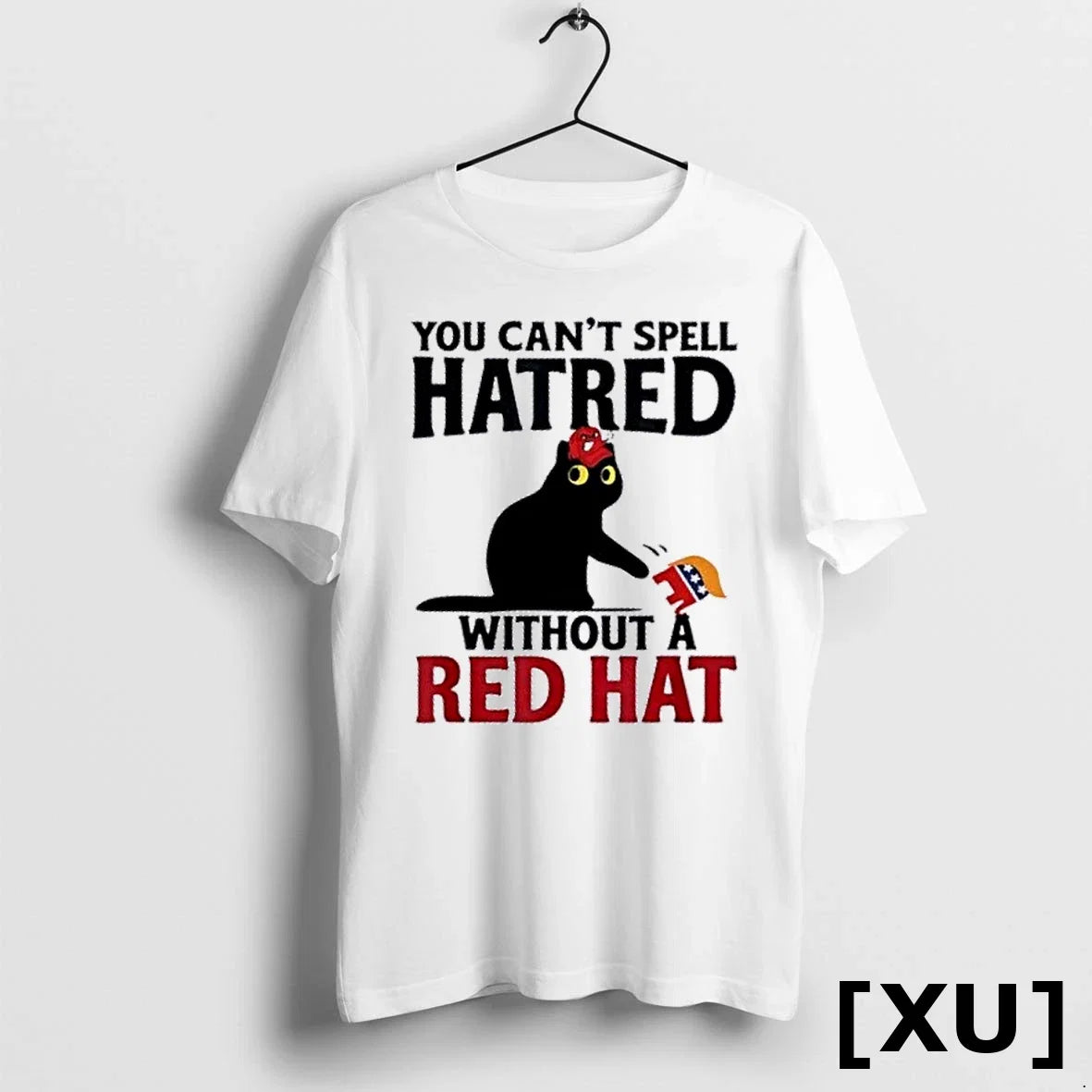 Black Cat You Cant Spell Hatred Without Red Hat - Adult & Kids T-Shirts, Sweatshirts & Hoodies apparel design preview 1