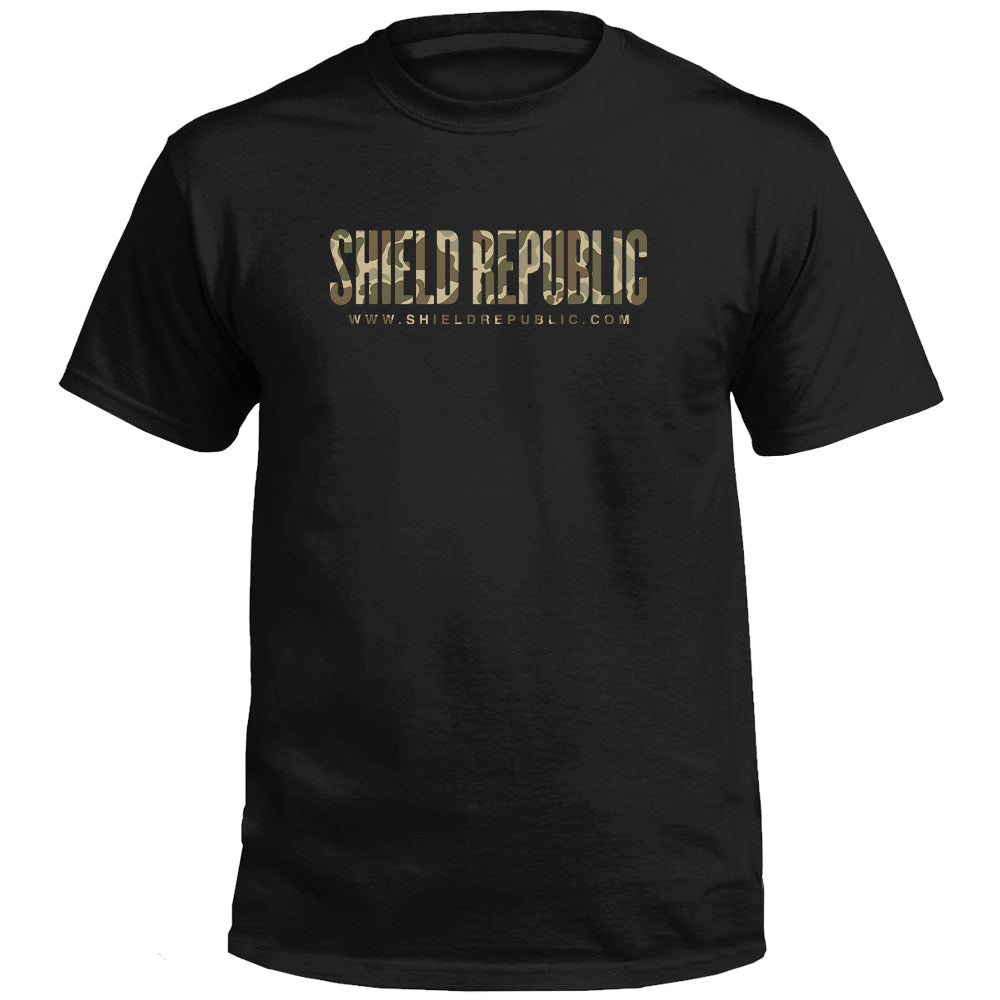 Shield Republic Duck Camo Banner Text (Front) - Adult & Kids T-Shirts, Sweatshirts & Hoodies apparel design preview 1