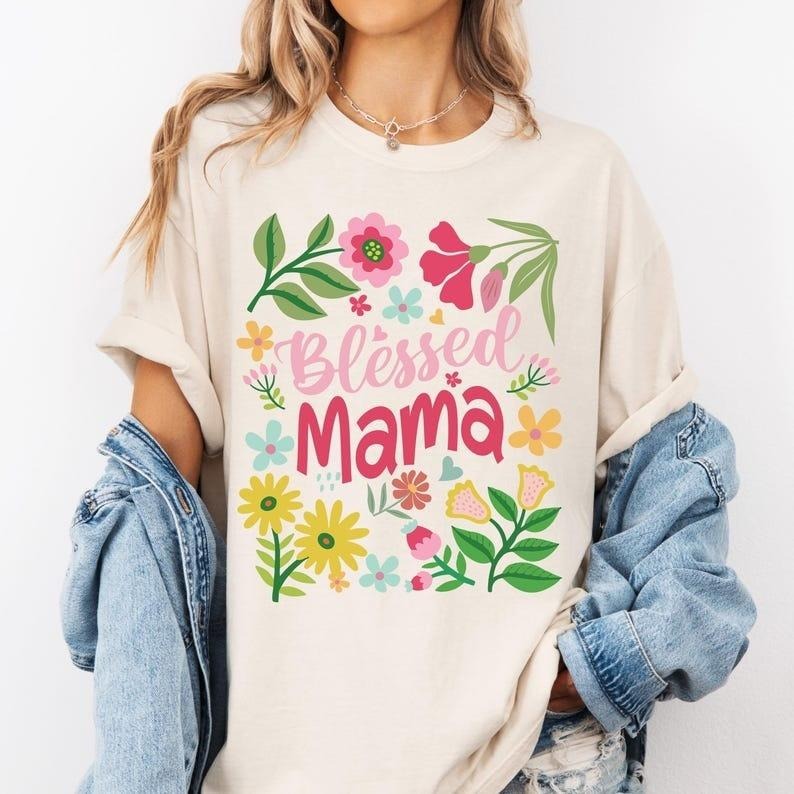 Blessed Mama Christian Womenswear Medium - Adult & Kids T-Shirts, Sweatshirts & Hoodies apparel design preview 1