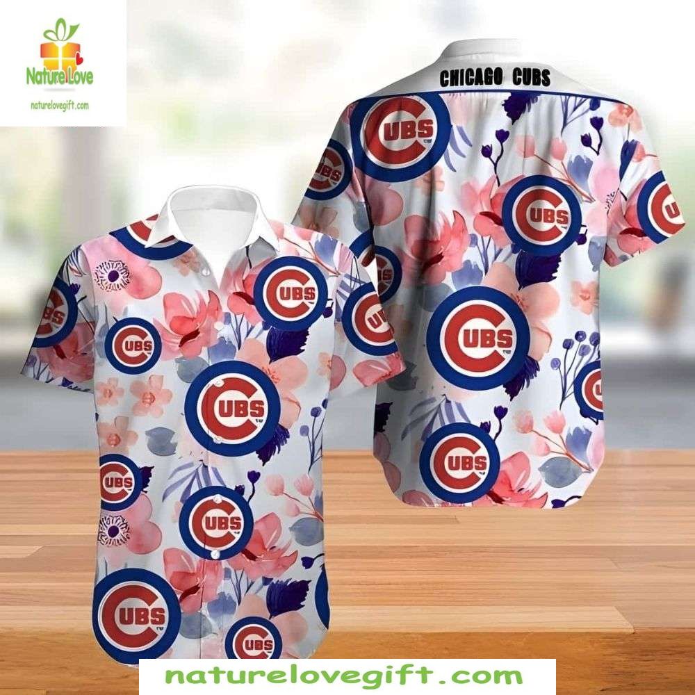 Chicago Cubs Hawaiian Floral Pink Aloha MLB Baseball - Adult & Kids T-Shirts, Sweatshirts & Hoodies apparel design preview 1
