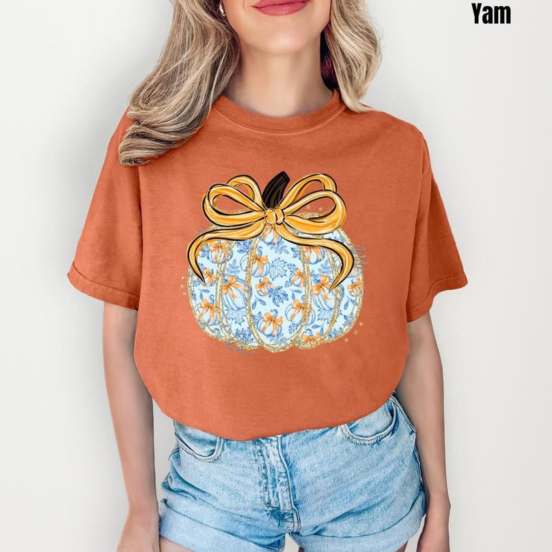 Blue Autumn Pumpkin Comfort Colors 'NLB' - Adult & Kids T-Shirts, Sweatshirts & Hoodies apparel design preview 1