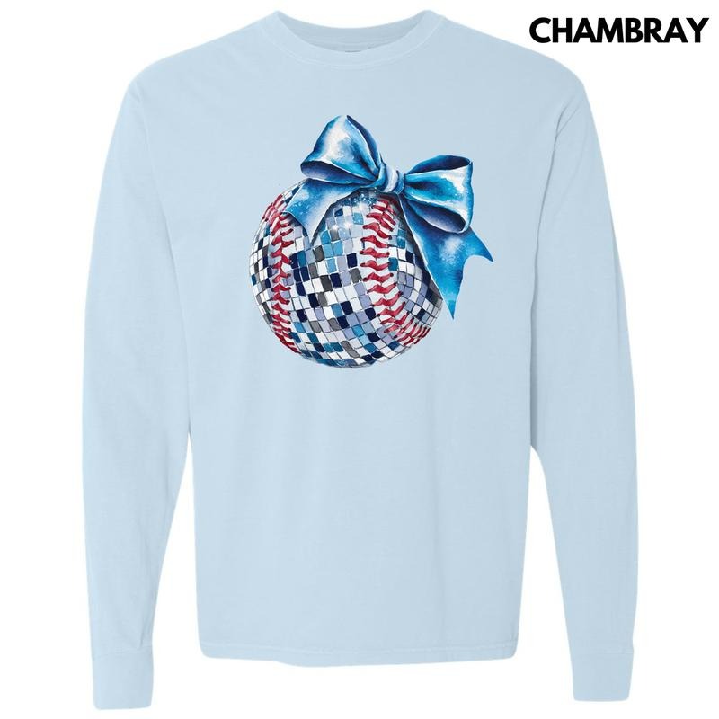 Blue Baseball Dazzling Disco Comfort Colors 'NLB' - Adult & Kids T-Shirts, Sweatshirts & Hoodies apparel design preview 1