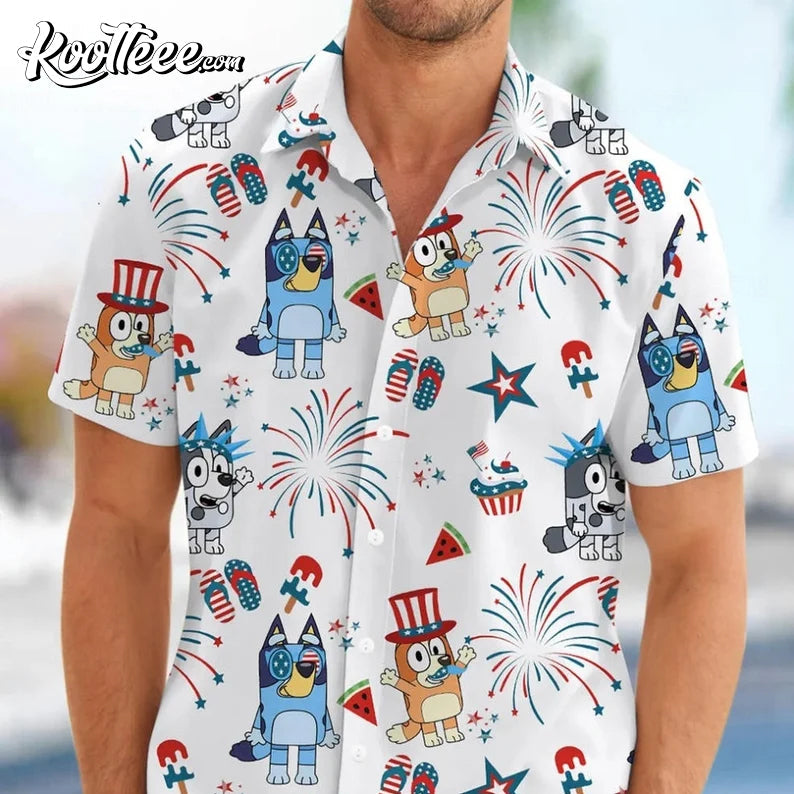Bluey 4th Of July Hawaiian - Adult & Kids T-Shirts, Sweatshirts & Hoodies apparel design preview 1