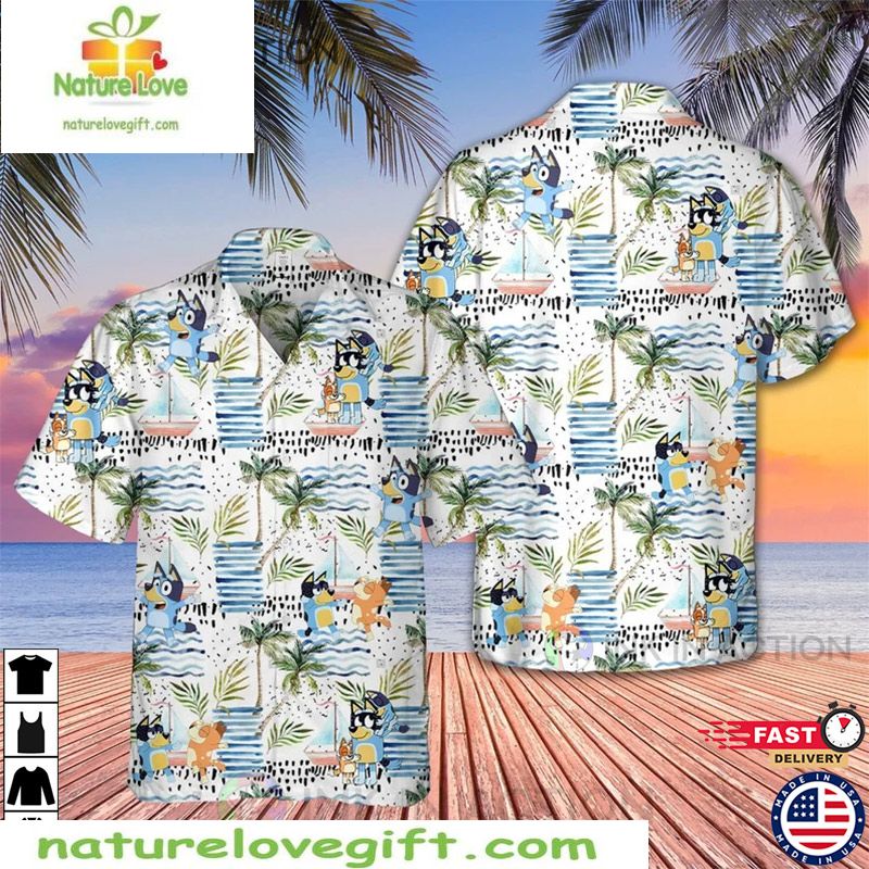 Bluey Hawaiian Tropical Summer Beach - Adult & Kids T-Shirts, Sweatshirts & Hoodies apparel design preview 1