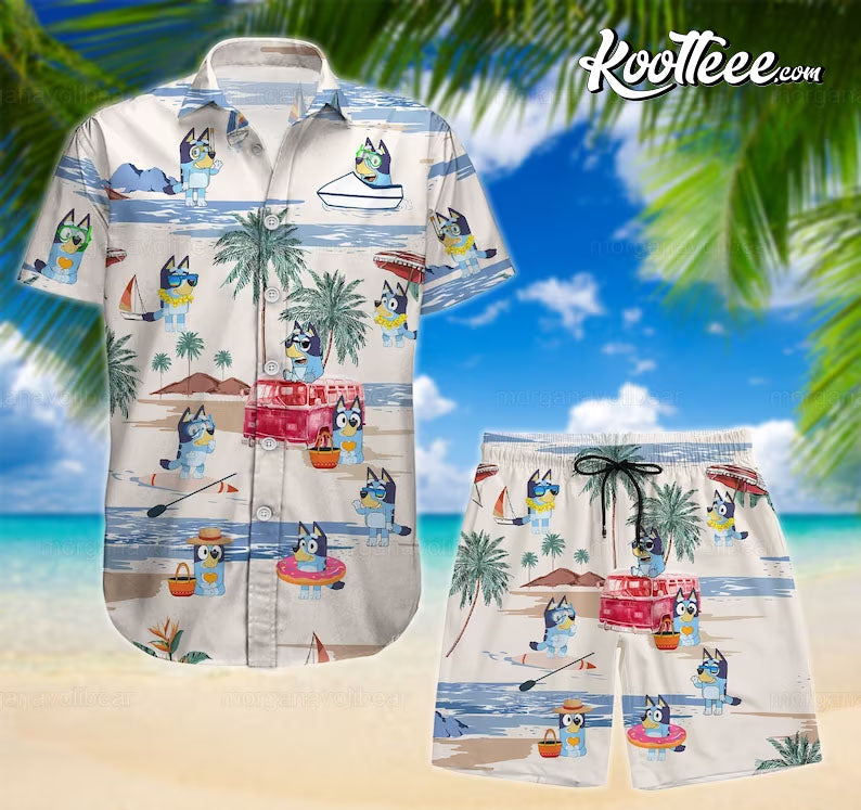Bluey Family Hawaiian And Shorts - Adult & Kids T-Shirts, Sweatshirts & Hoodies apparel design preview 1