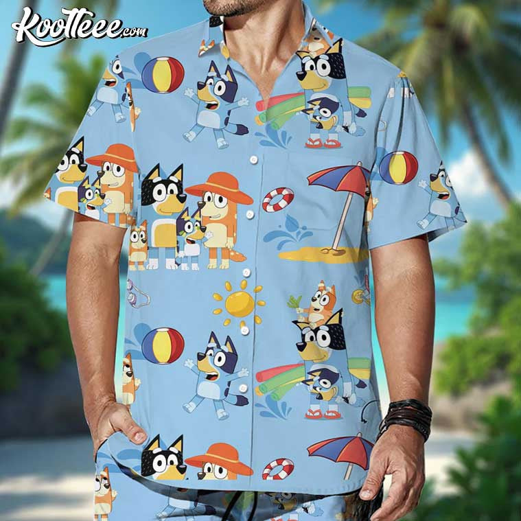 Bluey Family Summer Beach Hawaiian And Shorts - Adult & Kids T-Shirts, Sweatshirts & Hoodies apparel design preview 1
