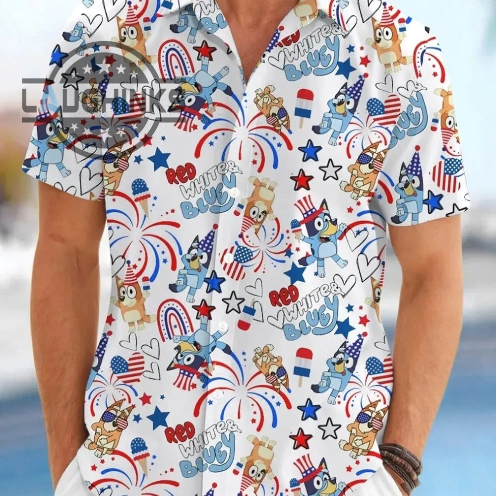 Bluey Hawaiian And Shorts Men's 4Th Of July Perfect - Adult & Kids T-Shirts, Sweatshirts & Hoodies apparel design preview 1