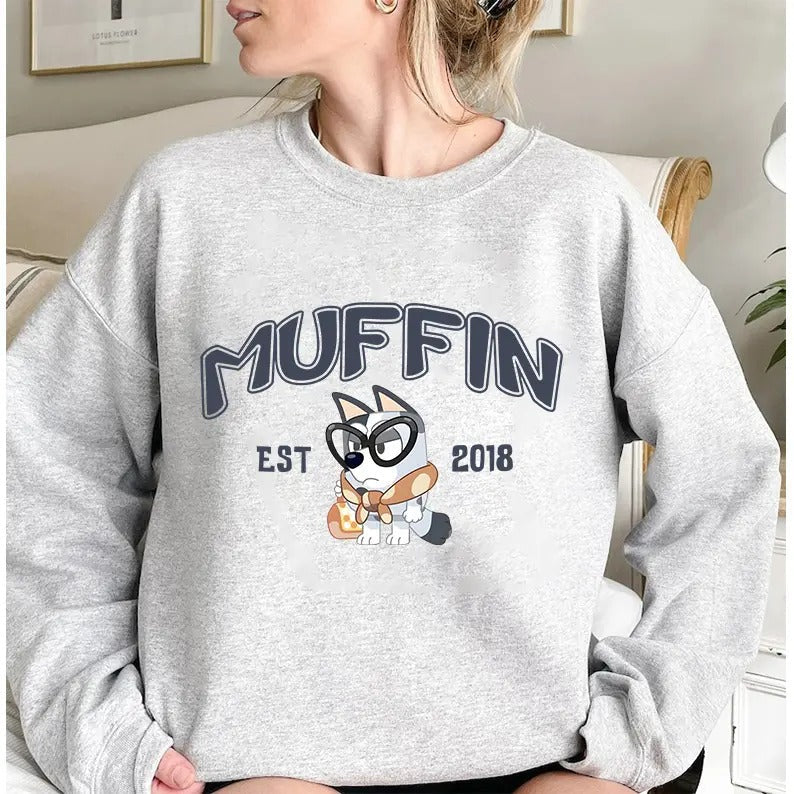Bluey Muffin Est 2018 Cartoon Cupcake Heeler - Adult & Kids T-Shirts, Sweatshirts & Hoodies apparel design preview 1