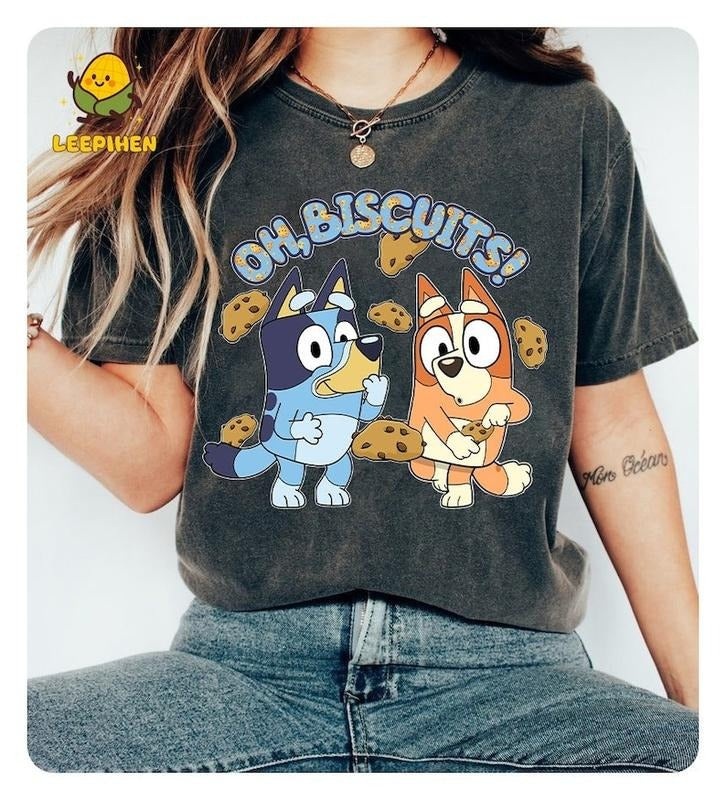Bluey Oh Biscuits Mum Dad Bingo Friends Blue Dog - Adult & Kids T-Shirts, Sweatshirts & Hoodies apparel design preview 1