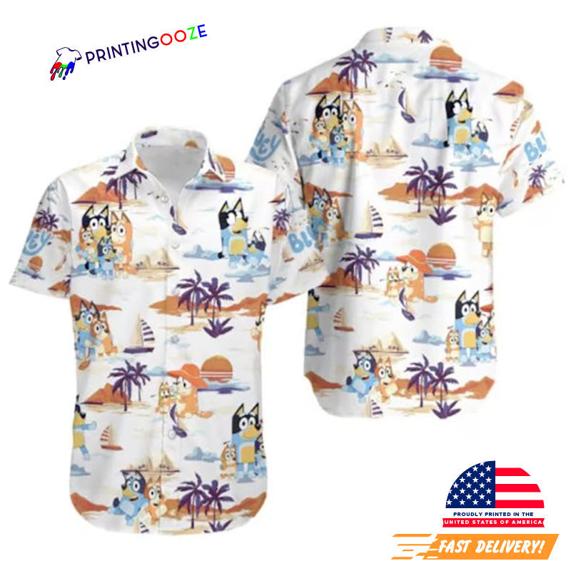 Bluey Summer Family Hawaiian - Adult & Kids T-Shirts, Sweatshirts & Hoodies apparel design preview 1