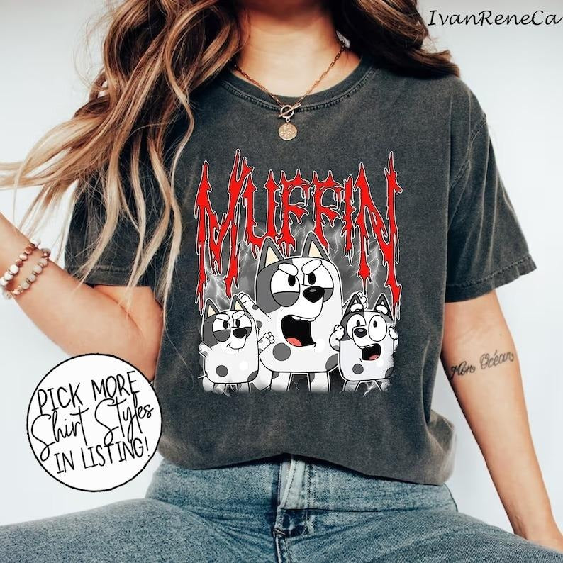 Bluye Muffin Metal Emotions Bluey Cartoon Heeler - Adult & Kids T-Shirts, Sweatshirts & Hoodies apparel design preview 1