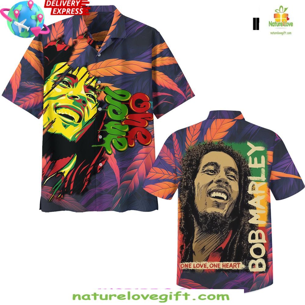 Bob Marley Hawaiian One Love Heart Freedom - Adult & Kids T-Shirts, Sweatshirts & Hoodies apparel design preview 1