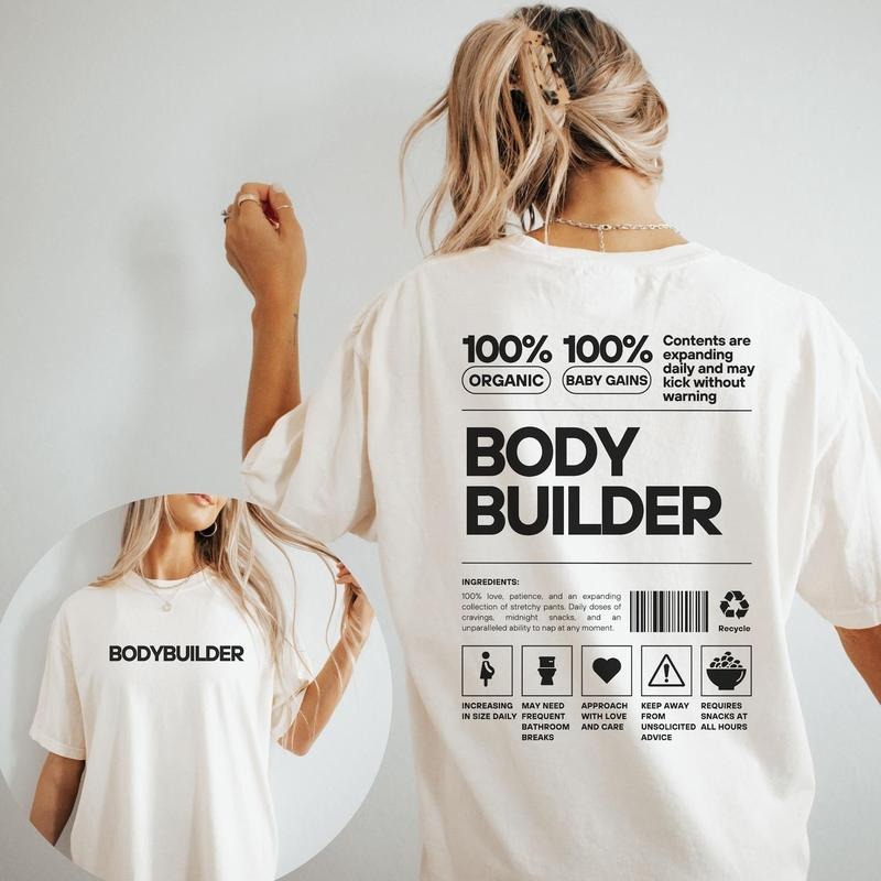 Bodybuilder Pregnancy Announcement 2 Sides Fitness - Adult & Kids T-Shirts, Sweatshirts & Hoodies apparel design preview 1