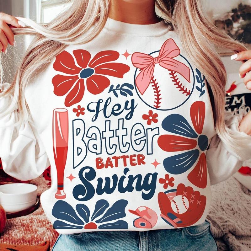 Boho Baseball Batter Swing Retro Checkered Coquette - Adult & Kids T-Shirts, Sweatshirts & Hoodies apparel design preview 1