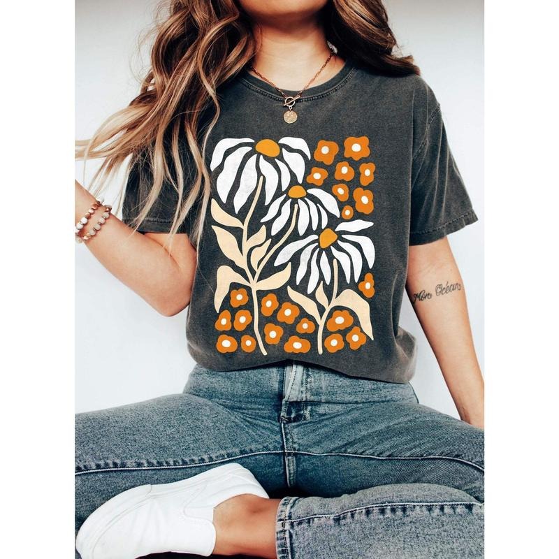 Boho Botanical Daisy Art Nouveau Floral - Adult & Kids T-Shirts, Sweatshirts & Hoodies apparel design preview 1
